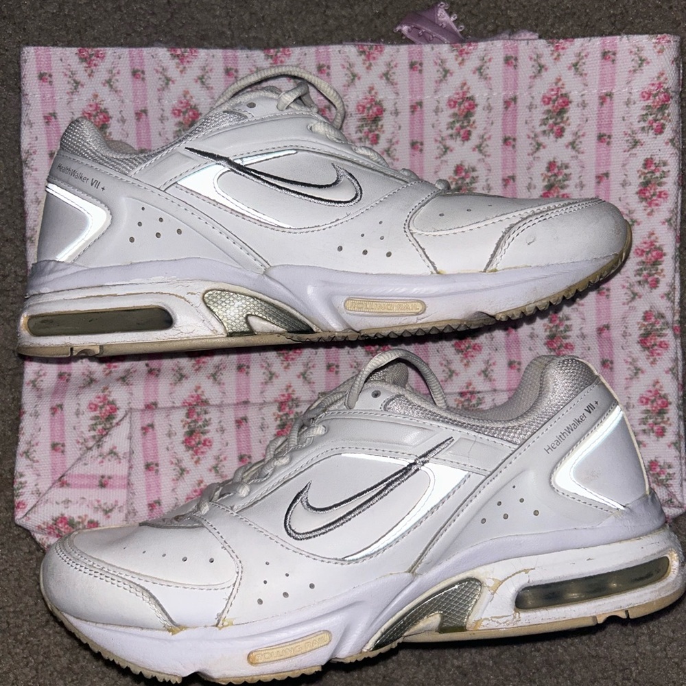 White and Silver Athletic Sneakers